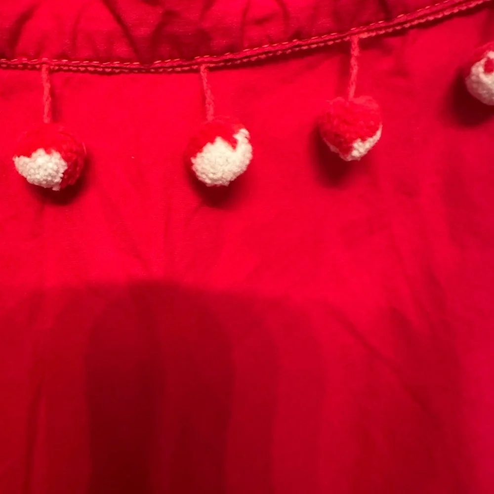 Vintage Holiday Vibes Red Pom-Pom Trim Apron OS